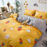 Cute Carrot Duvet Cover Set Flat Sheet Pillowcases Bear Dinosaur Ins New Kids Adult Fashion Gift Single Queen Bedding Linen