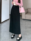 Taooba High Waist Long Skirt Women New Arrival 2024 Autumn Korean Style All-match Solid Color Office Lady Elegant A-line Skirts