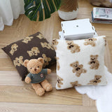 Taooba-Cute Bear Lamb Fleece Pillow Cushion Cover Soft Waxy Plush Sofa Throw Pillowcase Car Seat  Cushion Pillow Cover Bedroom  Decor