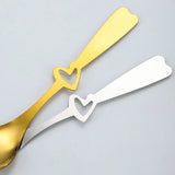 Taooba-Stainless Steel Coffee Scoop Hollow Heart Ice Cream Spoon Smile Face Design Wedding Souvenir Spoon Gifts for Kids Kitchen tool