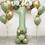 40inch Cream Color Green Number Balloons 1-9 Large Digital Foil Helium Ball Girl Kids Adult Birthday Wedding Party Decoration