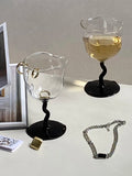 Irregular Goblet Cocktail Glass Black Glass Vintage Creative Vintage Twist Handle Wine Creative Drink Bar New Fashion