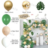 Taooba Color Palette Jungle Safari White Balloon Garland Arch Kit Kids Birthday Party Supplies Deer Pattern Gold Latex Ballons Baby Shower Decoration