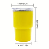 1pc 3oz Mini Tumbler with Straw Stainless Steel 304 Liner PP Outer PS Lid Silicone Sleeve Portable Cup Mug with Straw Tumbler