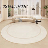 Taooba Circular Carpet Light Luxury Bedroom Living Room Carpets Dressing Table Cloakroom Chair Mat Washable Plush Mats