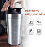 500/750ml Stainless Steel Protein Powder Shaker Bottle Leak Proof Water Bottle for Gym Fitness Sport Whey Shakes Cup with Scale