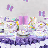 Purple Butterfly Disposable Tableware Decorative Butterfly Birthday Party Decoration For Girl Baby Shower Gift Butterflies Decor