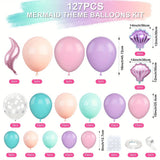 Taooba Color Palette 127pcs Mermaid Balloon Arch Set, Pink Purple Orange Blue Dot Balloon Ocean Theme Mermaid Princess Birthday Party Decoration