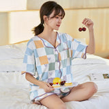 Taooba-Spring Cardigan Lapels Nightwear Girls Young Women's Pajama Sets Pyjamas Loose Sleepwear Female Loungewear Pijama Mujer Homewear