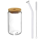 Taooba Bubble Glass Cup With Lid and Straw