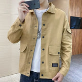 Taooba Male Jean Coats Khaki Autumn Men's Denim Jacket Big Size Y2k L Clothing Korean Style Casual High Quality Of Fabric Aesthetic G