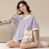 Taooba-Summer Nightwear Girls Sleepwear Young Women Pajama Sets Pyjamas Femme Suits Loungewear Pijama Mujer Homewear