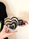 Taooba-Love Hidden At The Bottom Of The Cup Handmade Cup  Hand-painted Heart-shaped Coffee Mug Ceramic Couple Water Cup