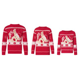 Taooba-Fashion Matching Christmas Sweater Long Sleeve Crew Neck Cartoon Elk Pullover Family Sweater Winter Clothes