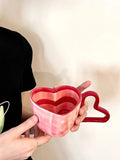 Taooba-Love Hidden At The Bottom Of The Cup Handmade Cup  Hand-painted Heart-shaped Coffee Mug Ceramic Couple Water Cup