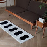 Taooba-Retro Artistic Black White Tufting Carpet Soft  Fluffy Bedside Bedroom Carpet Silicone Anti-skid Back Door Mat