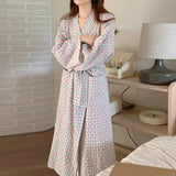 Taooba Christmas Outfit Women Robe Ruffles Sleepwear V-Neck Bathrobe Kimono Robes with Belt Korean Night Dress Bridesmaid Dressing One Piece Pajamas