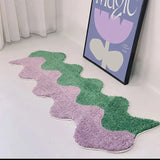 Taooba-Long Irregular Fluffy Tufting Carpet Room Bedside Floor Mat Rug Anti Slip Bathroom Carpet Entrance Rug Mat Kitchen Door Mats