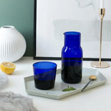 Taooba-550ml Glass Teacup Set Simple Heat-Resistant Drinking Juice Cup With Tea Pitcher Water Bottle Drinkware Blue Color