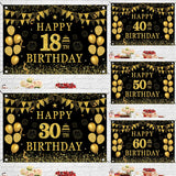 Black Gold Birthday Background 18 30 40 50 60 Year Birthday Party Decor Adult 30th 40th 50th Birthday Party Supplies Anniversary