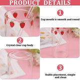 1pc 300ml Strawberry Coffee Mugs Cute Glass Cup with Straw Creative Transparent Water Drinking Kitchenware Desktop Decoration