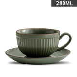 1Set Coffee Cup and Saucer Latte Mug Unique Olive Green and Lotus Milk Tea Coffee Cup for Home Office Ceramic Drinkware Gift