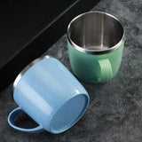 Taooba-201-300ML Stainless Steel Coffee Cups Double Layer Anti-scalding Milk Mug Tea Drinks Water Cup for Home Office Children Milk Cup