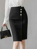 Taooba High Waist Pencil Skirts Women New Arrival 2023 Summer Korean Style Solid Color Office Lady Knee-length Elegant Skirt W1351