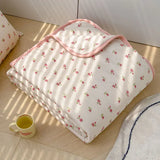 Ins Korean Style Fresh Floral Knitted Cotton Summer Cool Quilt With Air Conditioning, Thin Quilt, Dormitory Single Person