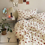 Red Heart Bedding Set Fashion Ins No Filler Boys Girls Duvet Cover Pillowcase Flat Sheet Full Queen Size Home Decor Bedspread