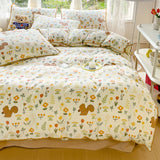 Pastoral Girls Flower Bedding Sets, Washed Cotton Bed Linens, Soft Quilt Cover Sheet Set, Simple Bedspread, Home Textiles