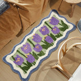 Taooba-Tulip Flower Long Carpet Soft Furry Bedside Rug Living Room Mirror Front Carpet Non-slip Bedroom decoration  Mats