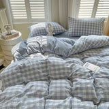 Taooba Checkerboard Bedding Set No Comforter Quilt Duvet Cover Pillowcase Flat Sheet Single Queen Size Polyester Bedclothes