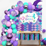 Macaron Purple Green Blue Latex Balloons Mermaid Arche Ballon Anniversaire Happy Birthday Globos Party Decoration Girl Arch Kit