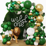 Jungle Safari Dark Green Balloon Garland Arch Kit Kid Birthday Party Supplies Gold Confetti Latex Ballons Baby Shower Decoration