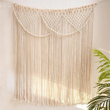 Taooba-Handmade Macrame Cotton Curtain Cotton Bohemia Macrame Tapetsry Bedside Wall Hanging Tapestry Door Window Curtain Beho Decor