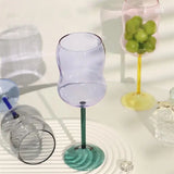 Taooba-Cute Colored Glass Goblets Glasses Mug Blown Irregular Wavy Milk Cup High Borosilicate Resistance Cocktails Red Wine Glass Mug