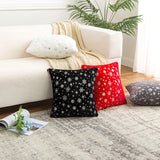 Taooba-Christmas Bronzing Jacquard Snowflake Pillowcase Sofa Decoration Living Room Plush Pillow Cushion Cover,Red,Black,Green,40*40cm