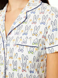Taooba-Women Cute Roller Rabbit Pajamas Y2k Monkey Preppy Print 2 Piece Pajamas Set Short Sleeve Shirts Pj Shorts Set Loungewear
