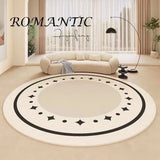 Taooba Circular Carpet Light Luxury Bedroom Living Room Carpets Dressing Table Cloakroom Chair Mat Washable Plush Mats