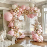 Taooba Color Palette Pink Balloon Garland Kit White Chrome Gold Balloon Arch Baby Shower Birthday Bridal Shower Wedding Party Decoration Latex Globos