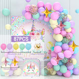 Unicorn Rainbow Birthday Party Backdrop Balloon Macaron Raindow Glitter Ballon Baby Shower Girl Birthday Party Background Decor