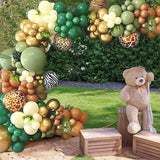 Green Brown Jungle Balloon Garland Arch Kit for Tropical Themed Party Boys Birthday Baby Shower Graduation Decorations