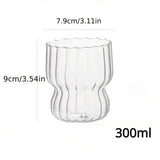 Taooba-1pc 300ml Glass Cup Water Cup Coffee Mug Heat-resistant Breakfast Milk Latte Ice Cream Cup Drinking Utensil Summer Drink Cup