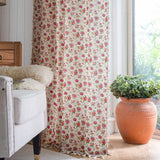 Fashion Floral Curtains with Tassel Rose Printed Cotton Linen Semi Shading Bay Window Decoration Living Room Bedroom Curtain