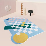 Nordic Style Checkerboard Plush Living Room Carpet Irregular Shaped Creative Home Decoration Girl Bedroom Sofa Lounge Large Rug