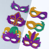 6pcs Mardi Gras Paper Glasses Gold Green Purple Carnival Mask Photo Booth Glasses for New Orleans Mardi Gras Party Decorations