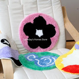 Taooba-Flower  Geometry Tufted Seat Cushion Soft Loop Fleece Breathable Round Square Chair Mat Cushion Office Sedentary Anti-slip Mats