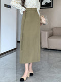 Taooba High Waist Long Skirt Women New Arrival 2024 Autumn Korean Style All-match Solid Color Office Lady Elegant A-line Skirts