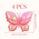 Taooba Color Palette 4pcs Pink Butterfly Mylar Balloons for Girls Women Butterfly Theme Party Wedding Birthday Baby Shower Decorations